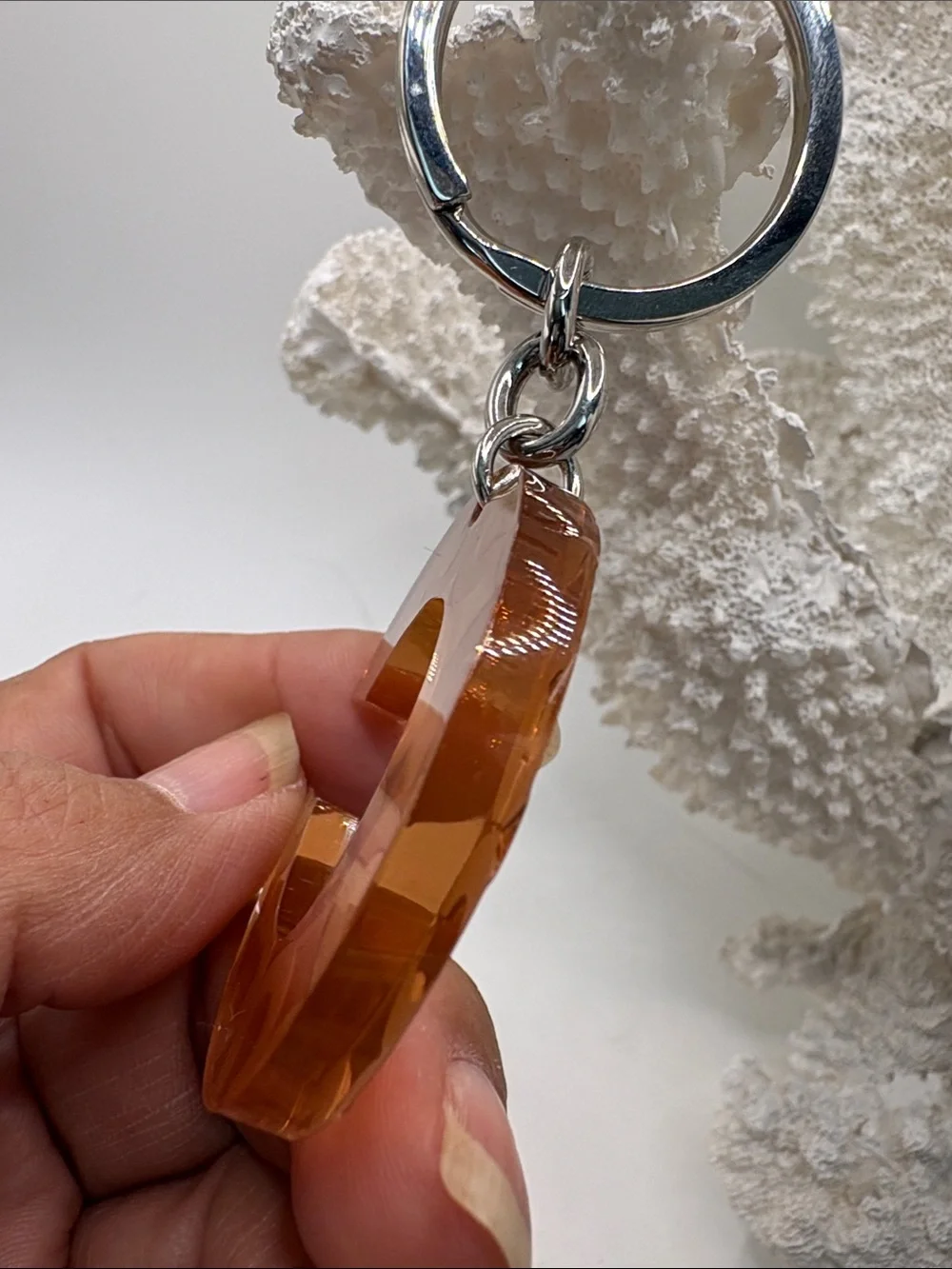 Coach Peach Acrylic 'C' Key & Card Holder Charm